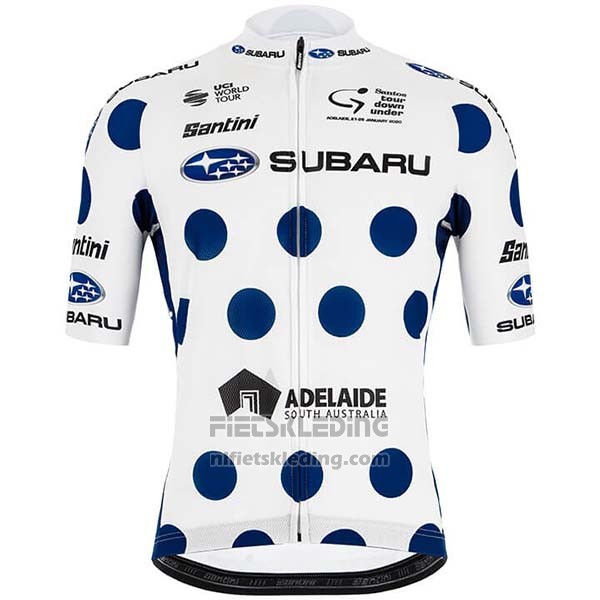 2020 Fietskleding Subaru Lider Wit Blauw Korte Mouwen en Koersbroek